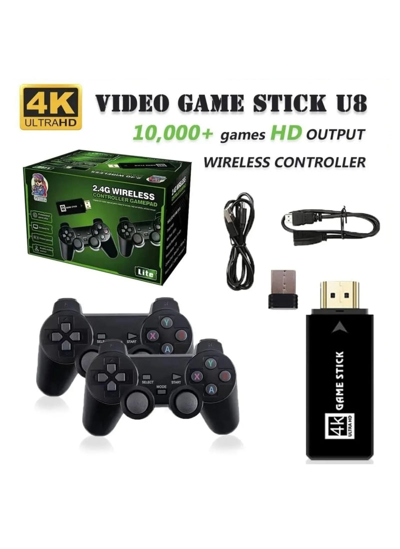 Game Stick HDMI 4k hd console de videogame retro 64g + 10000 jogos para ps1/fc/gba controle sem fio