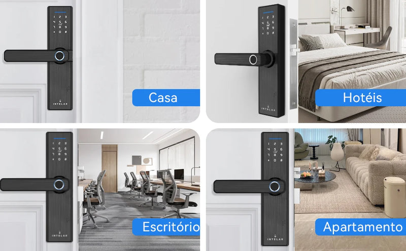 Fechadura Eletrônica Intelar X1 Tuya Wifi Biométrico Impressão Digital Maçaneta Fechadura de porta inteligente Desbloqueio remoto