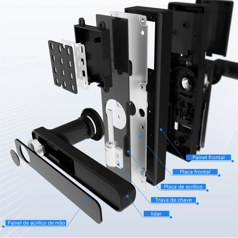 Fechadura Eletrônica Intelar X1 Tuya Wifi Biométrico Impressão Digital Maçaneta Fechadura de porta inteligente Desbloqueio remoto