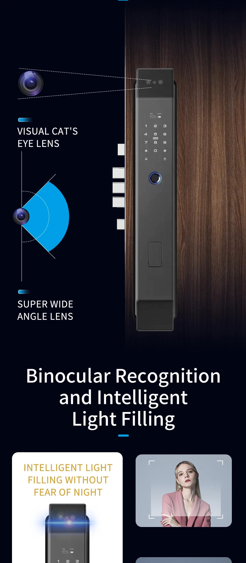 Tuya 3D Face Real-time Intercom Smart Door Lock Security Camera Intelligent Fingerprint Password Biometric Electronic Key Unlock