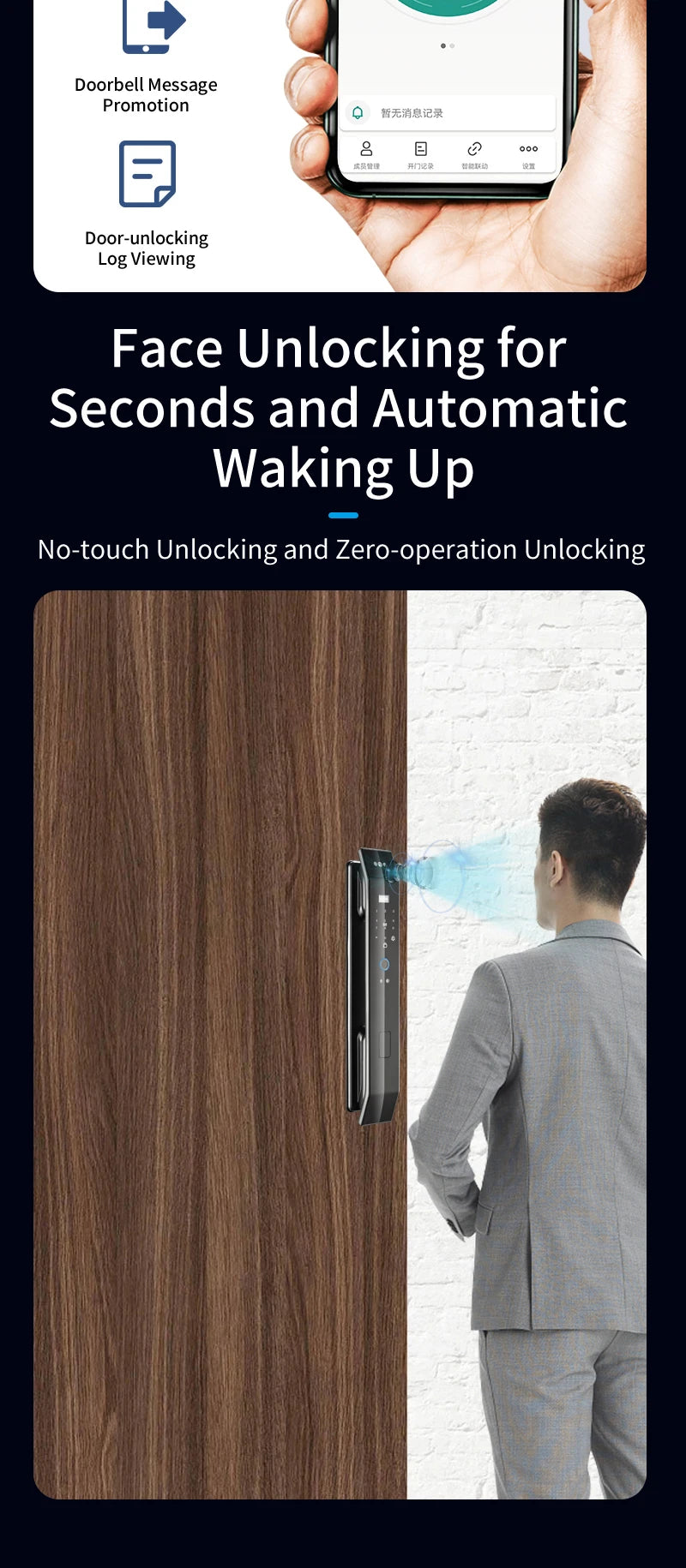 Tuya 3D Face Real-time Intercom Smart Door Lock Security Camera Intelligent Fingerprint Password Biometric Electronic Key Unlock