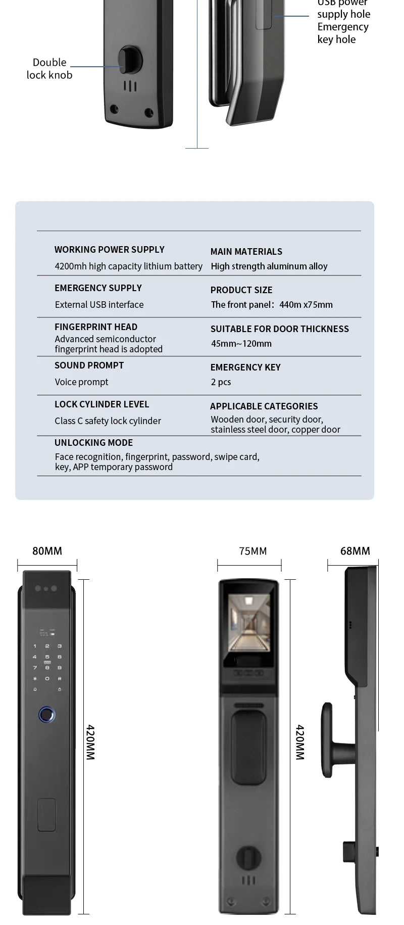 Tuya 3D Face Real-time Intercom Smart Door Lock Security Camera Intelligent Fingerprint Password Biometric Electronic Key Unlock