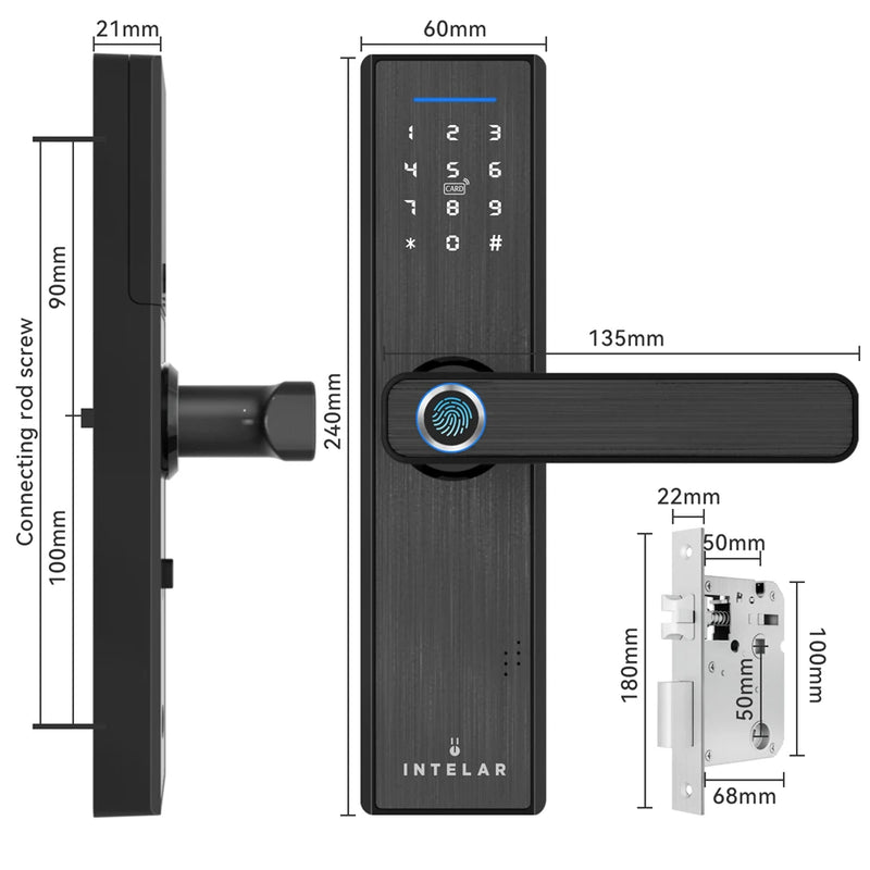 Fechadura Eletrônica Intelar X1 Tuya Wifi Biométrico Impressão Digital Maçaneta Fechadura de porta inteligente Desbloqueio remoto