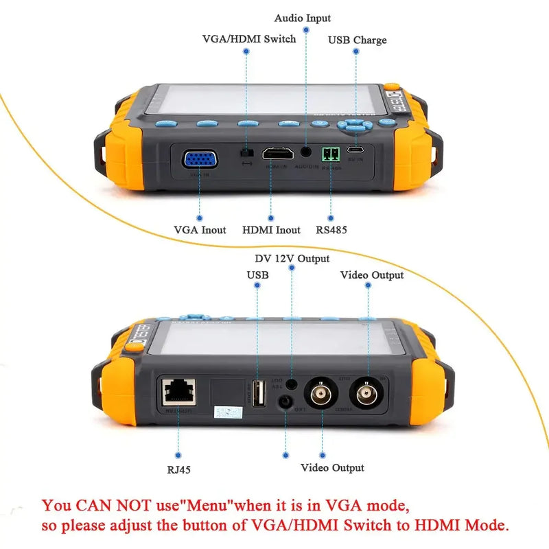 CCTV Tester 5 em 1 Camera Monitor 4K AHD/CVI/TVI CVBS Analog Cameras Tester com HDMI VGA Input CFTV CCTV Mini Monitor