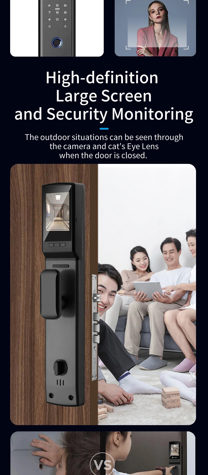 Tuya 3D Face Real-time Intercom Smart Door Lock Security Camera Intelligent Fingerprint Password Biometric Electronic Key Unlock