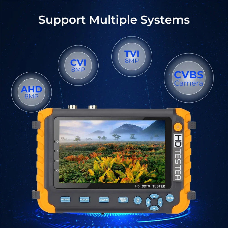 CCTV Tester 5 em 1 Camera Monitor 4K AHD/CVI/TVI CVBS Analog Cameras Tester com HDMI VGA Input CFTV CCTV Mini Monitor