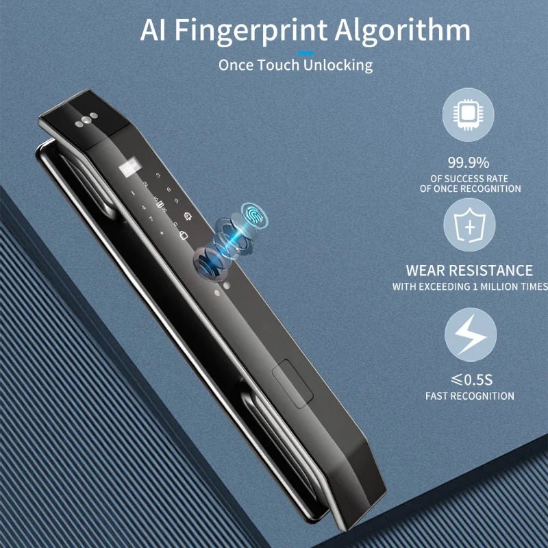 Tuya 3D Face Real-time Intercom Smart Door Lock Security Camera Intelligent Fingerprint Password Biometric Electronic Key Unlock