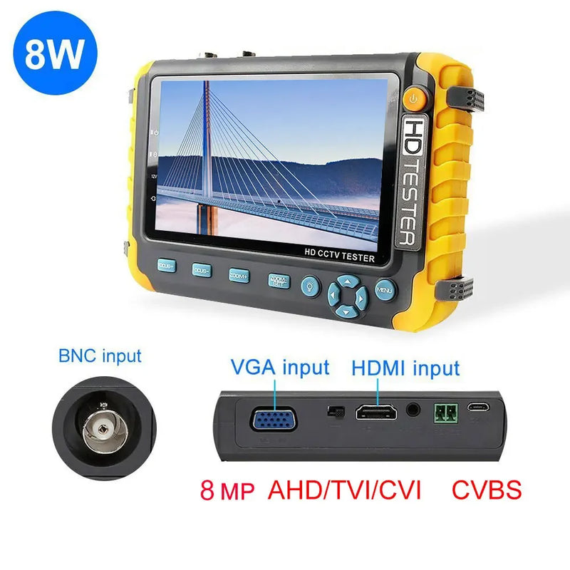 CCTV Tester 5 em 1 Camera Monitor 4K AHD/CVI/TVI CVBS Analog Cameras Tester com HDMI VGA Input CFTV CCTV Mini Monitor